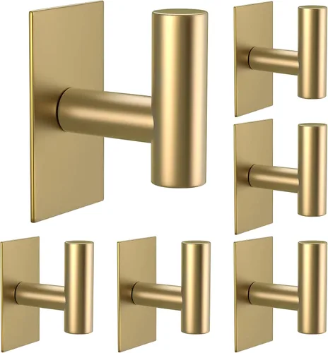 Vista 17 de VAEHOLD - Ganchos adhesivos de pared para toallas, resistentes, impermeables, de plata, para colgar abrigos, ropa, gancho de pared para armario