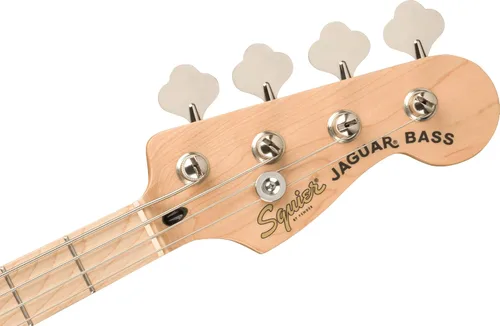 Vista 6 de Fender Squier Affinity Jaguar Bass H - Paquete negro con estuche, afinador, correa y DVD instructivo Austin Bazaar