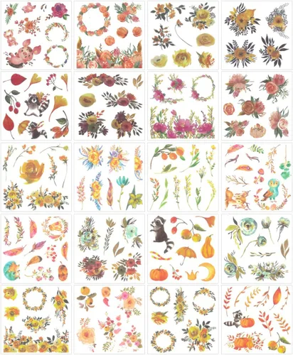 Vista 8 de allydrew Washi - Juego de calcomanías para álbumes de recortes, diseño floral azul (20 hojas)