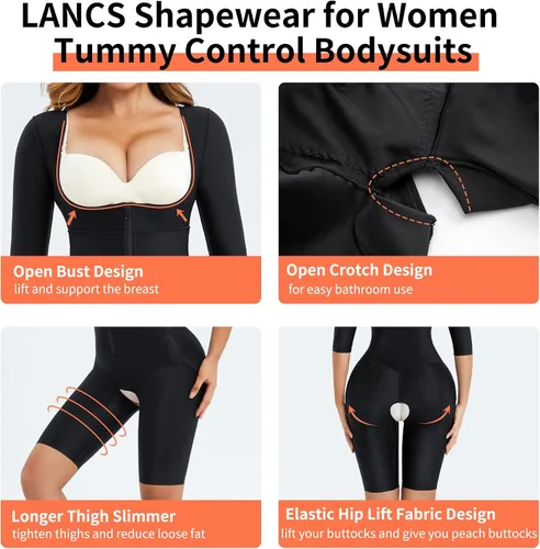 Vista 5 de LANCS Fajas Colombianas moldeadoras de cintura para mujer, con control de abdomen y control de abdomen