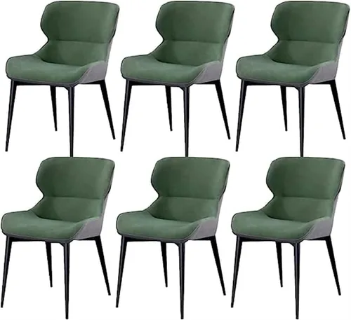 Vista 8 de LICOME Modern Dining Chairs Set of 6 Water Proof PU Leather Side Chairs with Carbon Steel Frame Kitchen Living Room Lounge Counter Chairs(Beige)