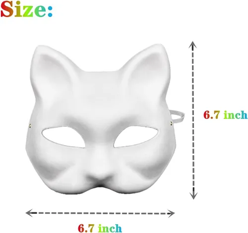 Vista 2 de Máscaras artísticas de papel maché, máscaras en blanco para pintar