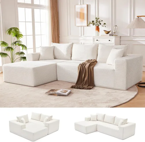 Vista 34 de Mangodan - Sofá seccional en forma de nube, sofá sin huesos para sala de estar, sofá seccional modular con asiento profundo, cómodo sofá de felpa