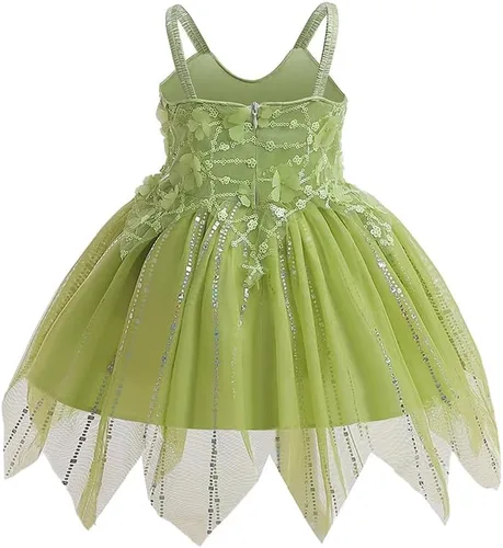 Vista 2 de ZKR Tinkerbell - Vestido de hada para niña de 2 a 8 años con accesorios