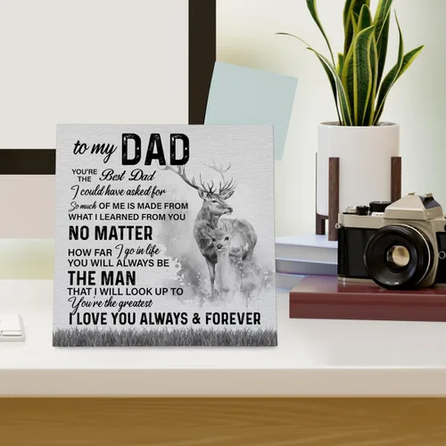 Vista 4 de Letrero de madera rústico con texto en inglés "Dad Gifts to My Dad", letrero de madera con frase "You're the Best Dad" ("You're the Best Dad")