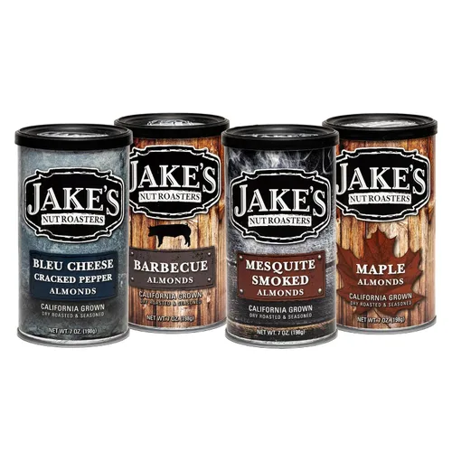 Vista 10 de Jake's Nut Roasters - Caja de regalo Jake's Pick - Almendras saborizadas tostadas (paquete de 4) - Múltiples sabores; queso azul, Bloody Mary