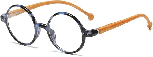 Vista 6 de JOVAKIT Lentes de bloqueo de luz azul redondos retro para mujeres y hombres, estilo literario vintage, sin receta