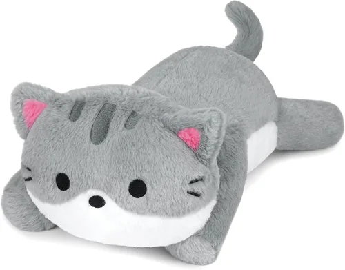 Vista 12 de Peluche de gato negro con peso, lindos animales de peluche con peso para niños, realista y suave, abrazable, regalo para niñas y niños