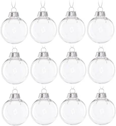 Vista 7 de Bolas transparentes de plástico acrílico rellenables, esferas para colgar, adorno de fiesta, decoración para boda, fiesta, festival, hogar