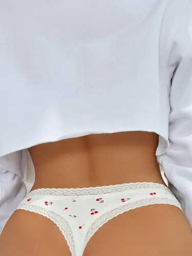 Vista 5 de GORGLITTER Braga sexy de bikini transparente de cintura en V con encaje floral para mujer
