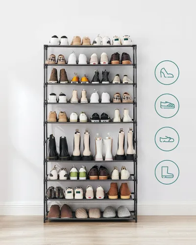 Vista 7 de SONGMICS Zapatero de 10 niveles, organizador de almacenamiento de zapatos, ahorro de espacio, 11 x 32.7 x 62.6 pulgadas, para entrada, estructura