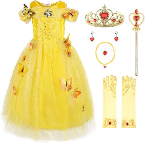 Vista 9 de JerrisApparel Vestido de niña de flores, disfraz de princesa mariposa para niña