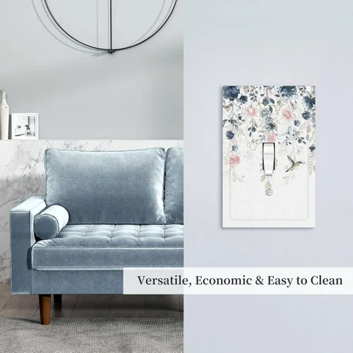 Vista 46 de Decorative Outlet Covers Blue Background White Cat Daisy Floral 2-Gang 1-Gang Wall Plate Single Toggle/Rocker Farmhouse Style Light Switch Covers