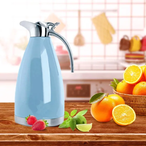 Vista 6 de Sumerflos Jarra térmica de café de acero inoxidable de 68 onzas/termo de doble pared con aislamiento al vacío, retención de calor de 12 horas, 2 Azul