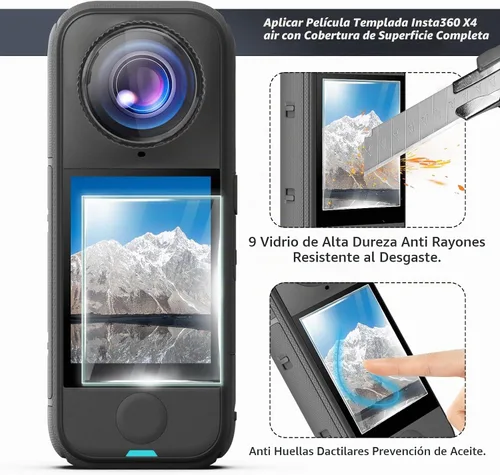 Vista 3 de Kit de protección de cámara para insta 360 X4 Air Accesorios Incluye-Protector de pantalla/Protector de lente/cubierta protectora de silicona/funda