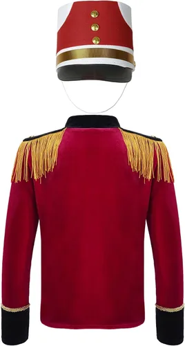 Vista 2 de JEEYJOO Chaqueta unisex de manga larga con cremallera frontal con borlas y banda de marcha, uniforme de Majorette