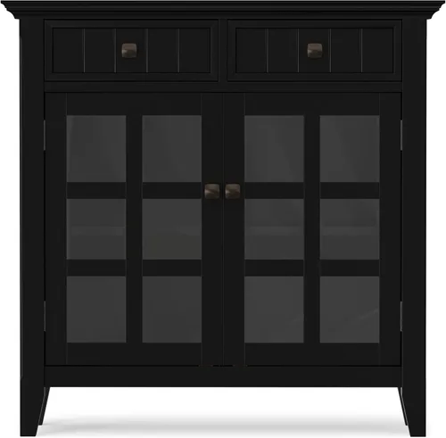 Vista 6 de SIMPLIHOME Acadian - Armario de madera maciza de 36" de ancho, color negro