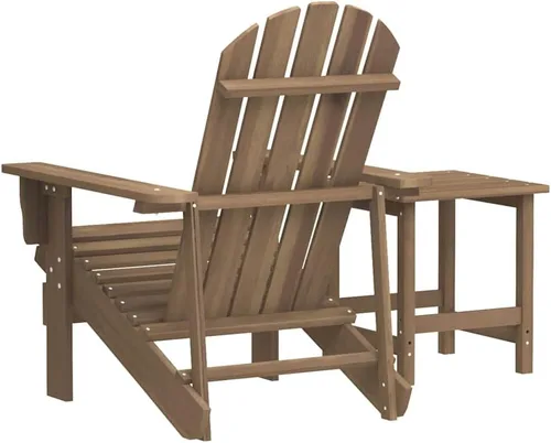 Vista 6 de Garden Adirondack Chair, Brown Solid Fir Wood, 27.4x34.1x35.2 in, Ergonomic Outdoor Patio Furniture Set with Matching Table, Varnished