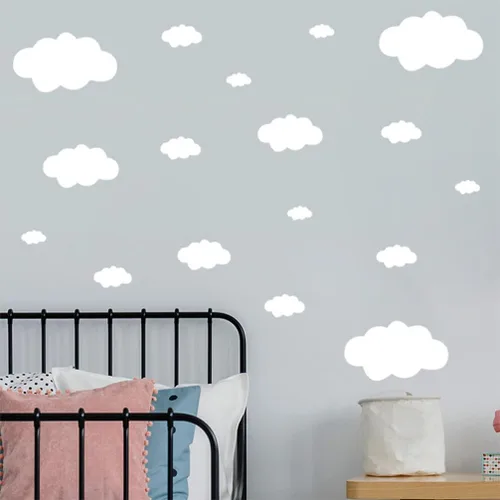 Vista 2 de Nubes blancas para decoración de pared de techo, calcomanías de nubes extraíbles para guardería, dormitorio, sala de estar, calcomanía decorativa