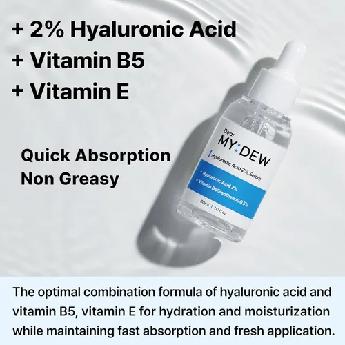 Vista 2 de DearMYDEW Suero de ácido hialurónico al 2% con vitamina B5, Hyalu B5 suero hidratante intenso para cara, hidratante, antienvejecimiento para líneas