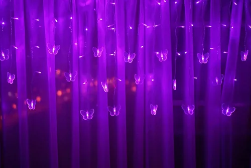 Vista 5 de Luces de Hadas de Cortina de Mariposa con Enchufe USB, 8 Modos 96 LED 11.5 Pies Luces de Cadena Centelleantes de Luciérnaga para Ventana
