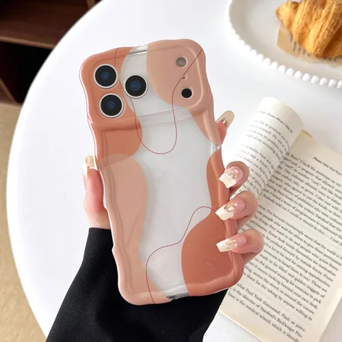 Vista 56 de DEFBSC Funda para iPhone 15 con bonito diseño ondulado, color negro