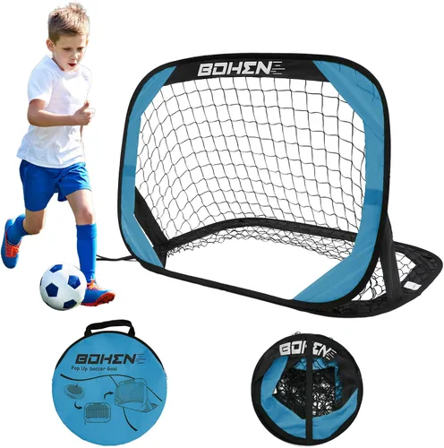 Vista 12 de BOHEN Porterías de fútbol desplegables para niños, red de fútbol portátil plegable para exteriores, interiores, patio trasero y playa