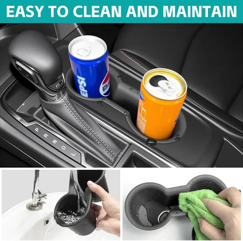 Vista 3 de Organizador de portavasos compatible con accesorios Chevy Equinox 2018-2024, sin ruido, a prueba de agua y polvo, TPE inserto para consola