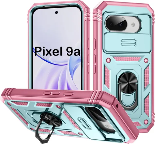 Vista 178 de PASNEW Funda militar para iPhone 13 Pro Max, cubierta de cámara deslizante y soporte de anillo de metal de 360°, carcasa rígida multicapa resistente