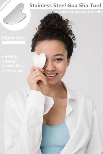Vista 5 de SQULIGT Herramienta facial Gua Sha de acero inoxidable
