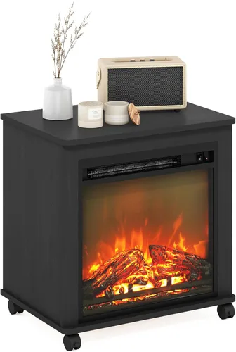 Vista 7 de Furinno Jensen Soporte de Centro de Entretenimiento con Chimenea para TV de hasta 55 Pulgadas, Americano, Eléctrico con Cable, Ajustable