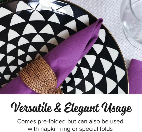 Vista 2 de SimuLinen Servilletas de Cena Desechables Amethyst - Servilletas de Papel Moradas con Sensación de Lino Similar a Tela para Bodas, de Lujo 16"x16