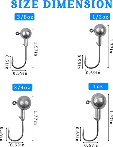 Vista 4 de Jig Heads anzuelos de pesca para Crappie Jigs sin pintar, bolas redondas, afilados, anzuelos de pesca para lubina, trucha, crappie, lucioperca, agua