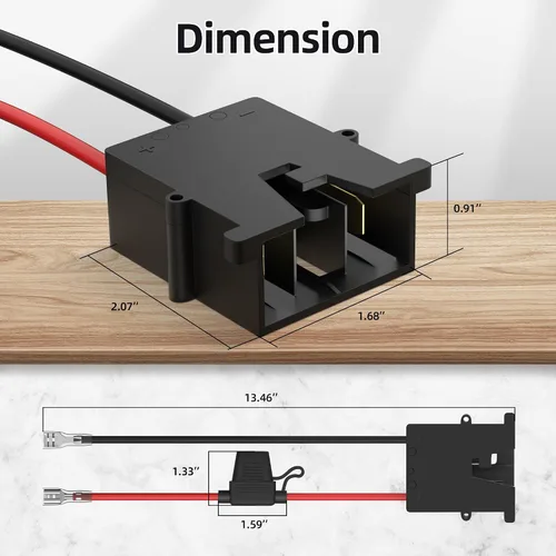 Vista 2 de Conector de Arnés de Cables de Repuesto de 12 Voltios para Batería de Power Wheels con Cable de 12 AWG y 3 Fusibles Reemplazables para Juguetes