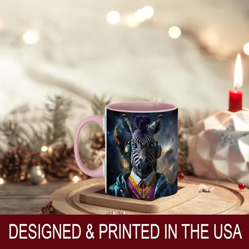 Vista 7 de Hipster Zebra Galaxy - Taza de café de animales futuristas, estética de ciberpunk de ciencia ficción, regalo moderno para amantes de la música, taza