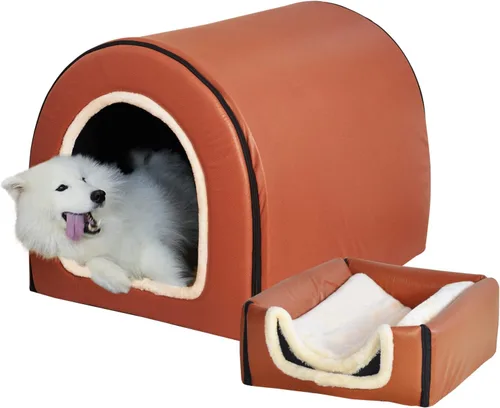 Vista 51 de Cama para gato o cama para perro, 2 formas de uso, casa de mascotas para interior con alfombra esponjosa, cubierta extraíble y lavable, fondo Grúas