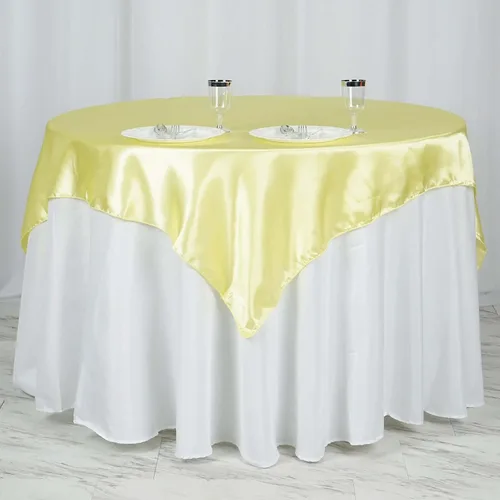 Vista 18 de Efavormart Paquete de 5 Sobremanteles Cuadrados de Satén de 60" para Decoraciones de Mesa de Bodas, Catering y Fiestas, Cubierta de Mantel Negro
