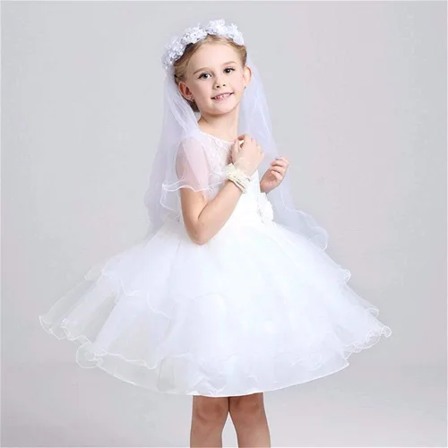 Vista 5 de Velo de niña de flores velo de niña blanco perla centro floral corona primera comunión velos para niña