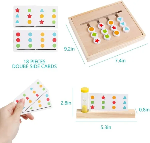 Vista 4 de Montessori - Juguetes de aprendizaje con diapositivas, rompecabezas lógicos a juego de colores y formas para niños, rompecabezas educativos