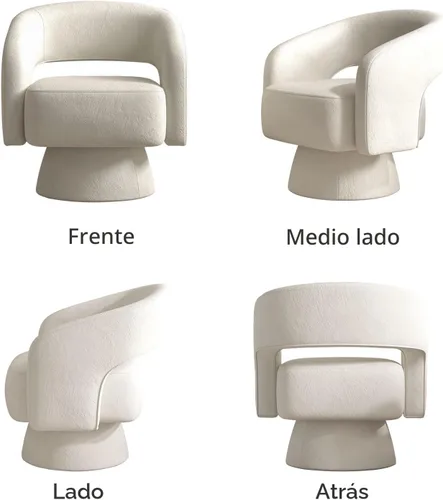 Vista 7 de Bonzy Home Silla Giratoria de Barril, Sillón de Acento de Terciopelo Silla Club Giratoria de 360 Grados para Sala de Estar Dormitorio Sala de Beige