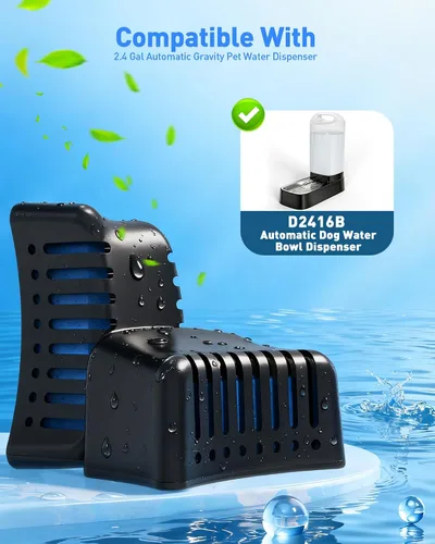Vista 2 de Filtros de Repuesto para Dispensador de Agua para Perros, Paquete de 4 Filtros de Tazón de Agua por Gravedad para Mascotas Compatible