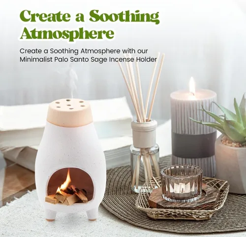 Vista 4 de Palo Santo Sage Incienso Holder I Meditación Regalo Cerámica Decoración Cuenco Suministros de Brujería Cuenco de Manchas I Quemador Elegante