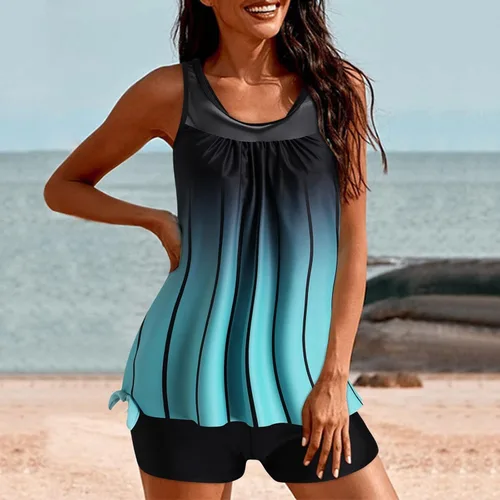 Vista 4 de kangguolai Sujetadores de natación para debajo de los trajes de baño para mujer con pantalones cortos, atléticos, de dos piezas, camisas góticas