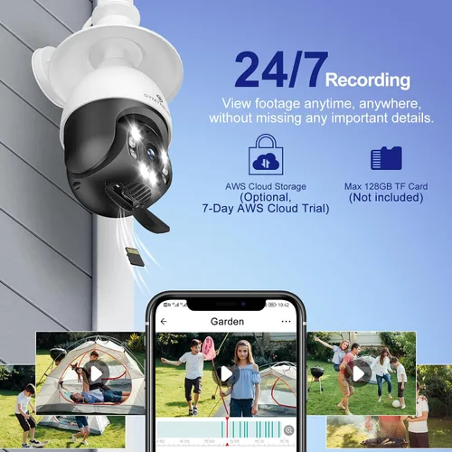 Vista 7 de SYMYNELEC Bombilla de luz para cámara de seguridad al aire libre impermeable 2.5K, enchufe de luz WiFi inalámbrico de 2.4GHz con detección de Solo