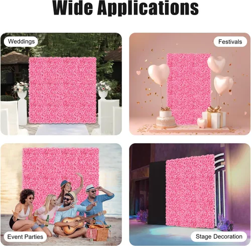 Vista 6 de Arreglo de flores artificiales para decoración de paredes; paneles decorativos con hortensias artificiales para el hogar, fiestas, bodas, Navidad