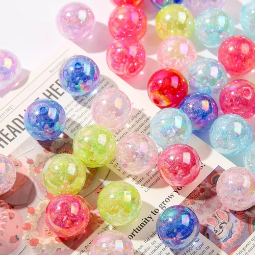 Vista 4 de 60 piezas de cuentas acrílicas agrietadas de 20 mm cuentas gruesas de chicle colores cuentas para bolígrafos para hacer joyas pulseras collares