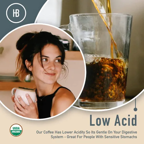Vista 4 de Healthy Bean - Café molido orgánico descafeinado - Café molido bajo en ácido para estómago sensible - Mezcla de tostado medio, orgánico USDA, alto