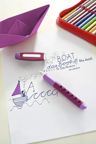 Vista 6 de Faber-Castell Scribolino 149846 - Pluma estilográfica para diestros, tamaño A, color mora Blackberry