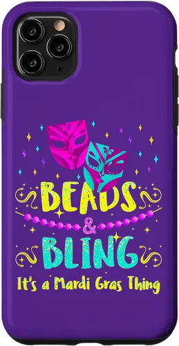 Vista 4 de Funda para iPhone 12 mini Mardi Gras, con cuentas de Nueva Orleans y funda brillante Mardi Gras
