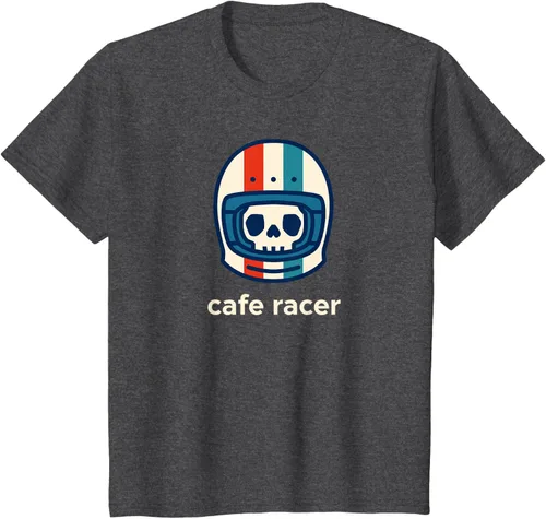 Vista 26 de Cafe Racer Moda Simple Casco Diseño Motocicleta Camiseta Negro